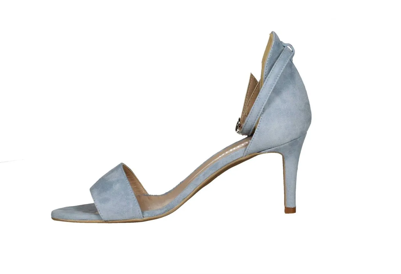 Sandalia Ante Celeste Talon Cerrado Pulsera