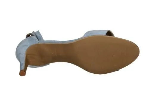 Sandalia Ante Celeste Talon Cerrado Pulsera