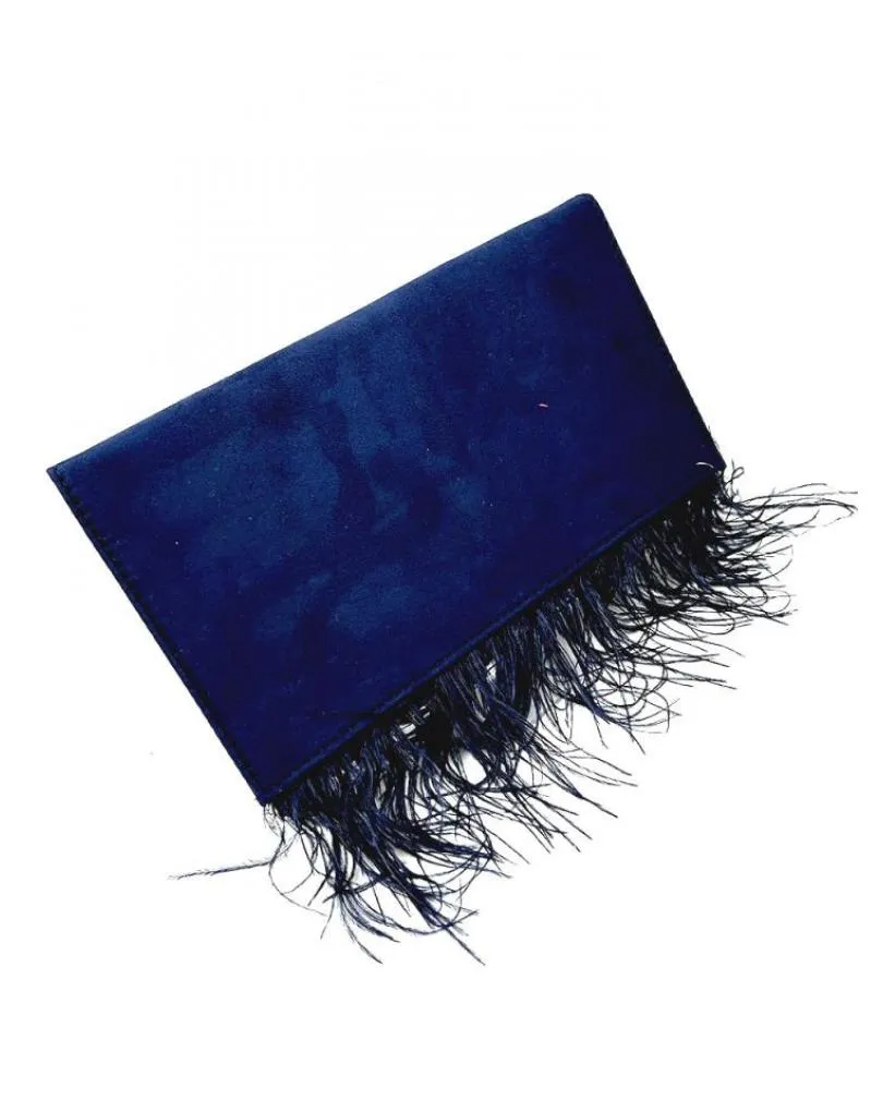 SOFISTICADOS BOLSOS DE FIESTA CON PLUMAS EN AZUL MARINO