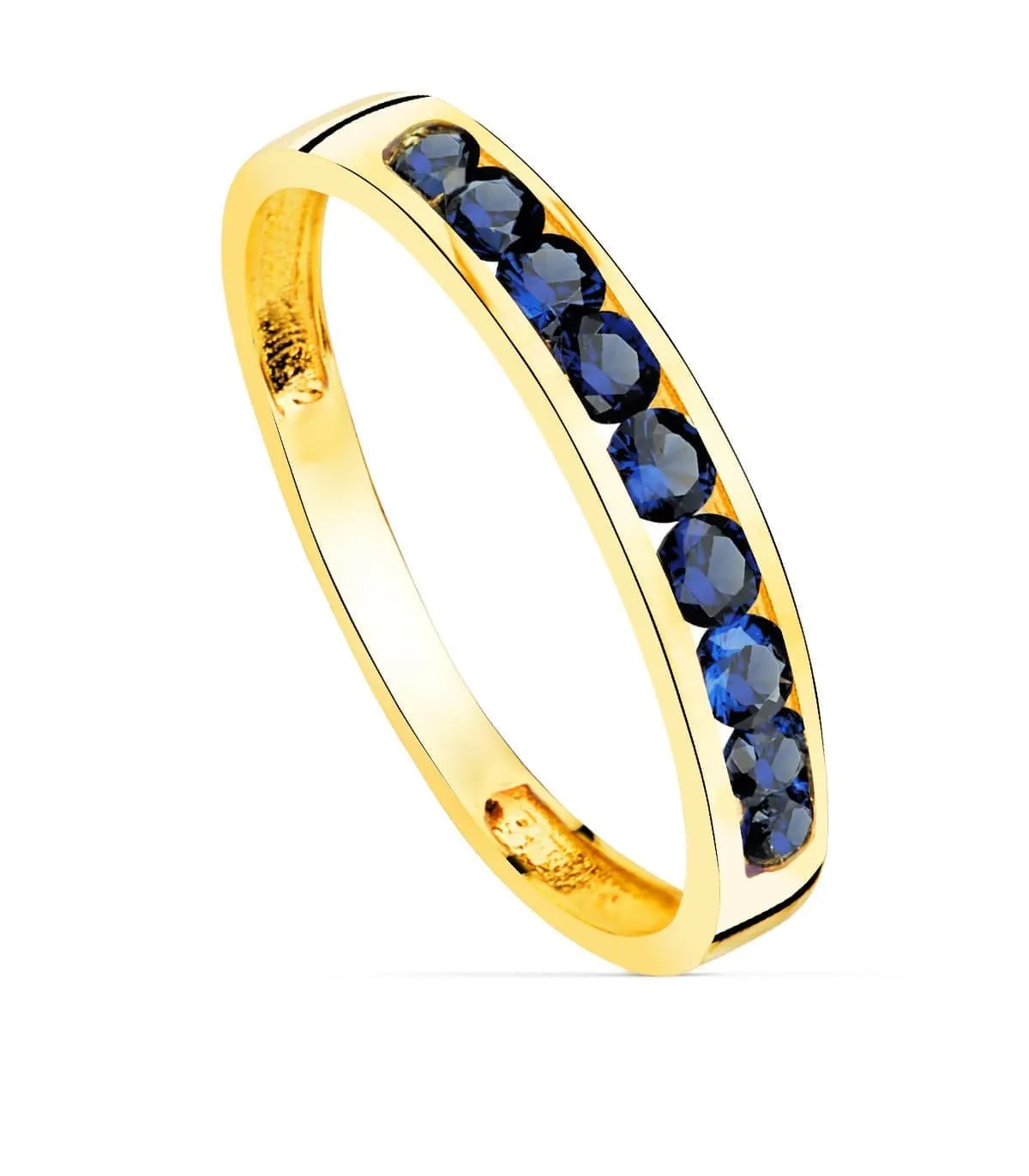 Sortija mujer Disco Azul Oro Amarillo 18K