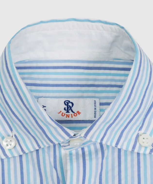 STEFANO RICCI CHILDREN'S BLUE REAPEREFFECT STRIPED SHIRT