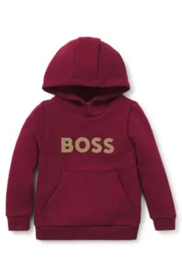 Sudadera con capucha para niños en forro polar de algodón con detalle de logo