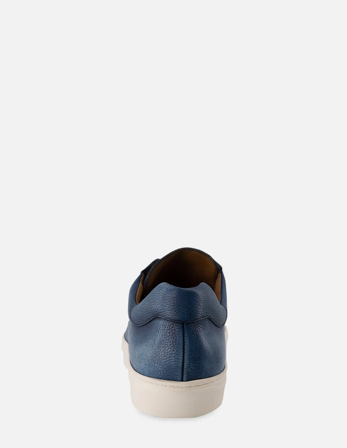 Tenis slip on en piel color azul para hombre