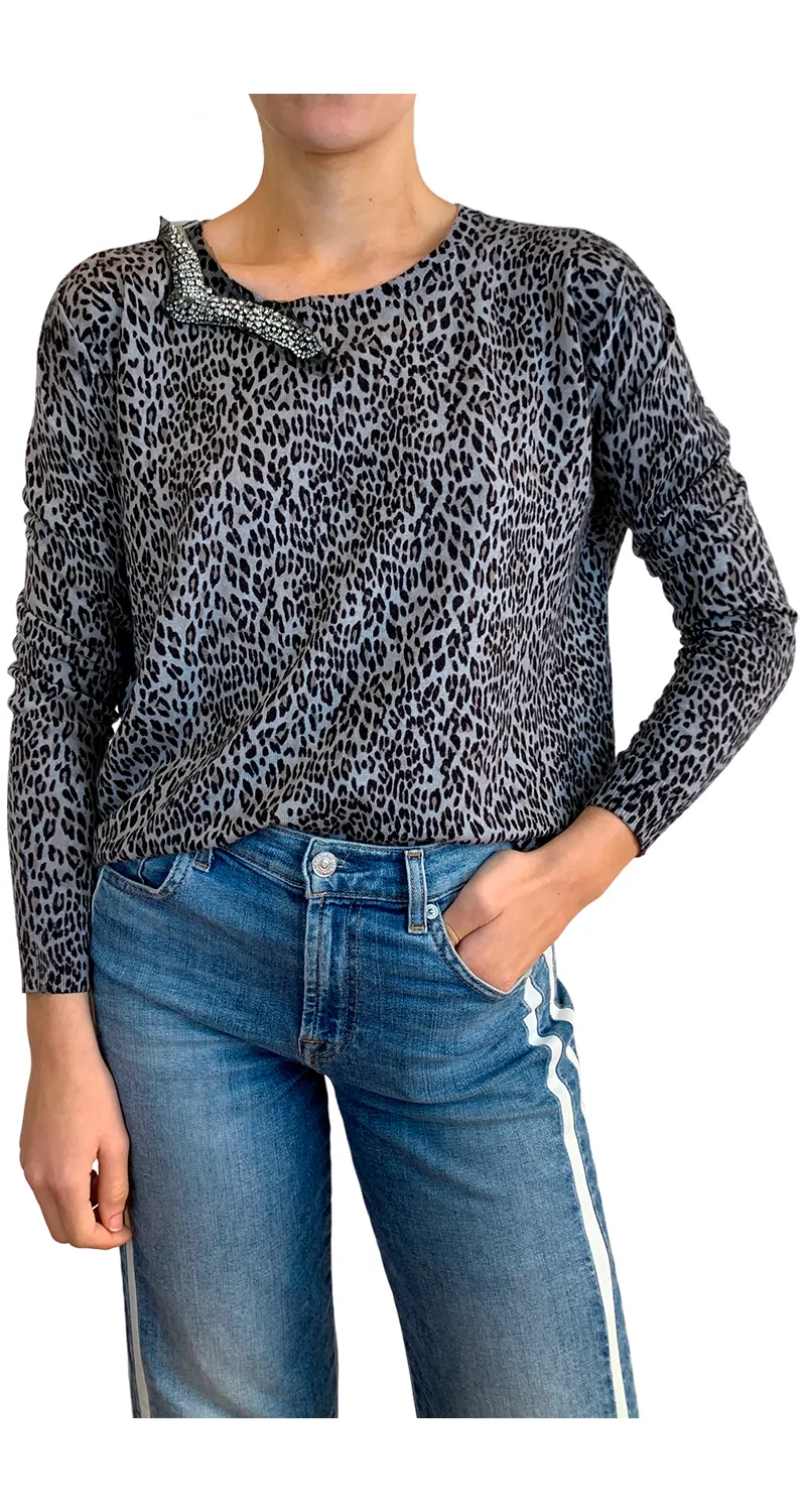 TWINSET Sweater Leopardo Gris