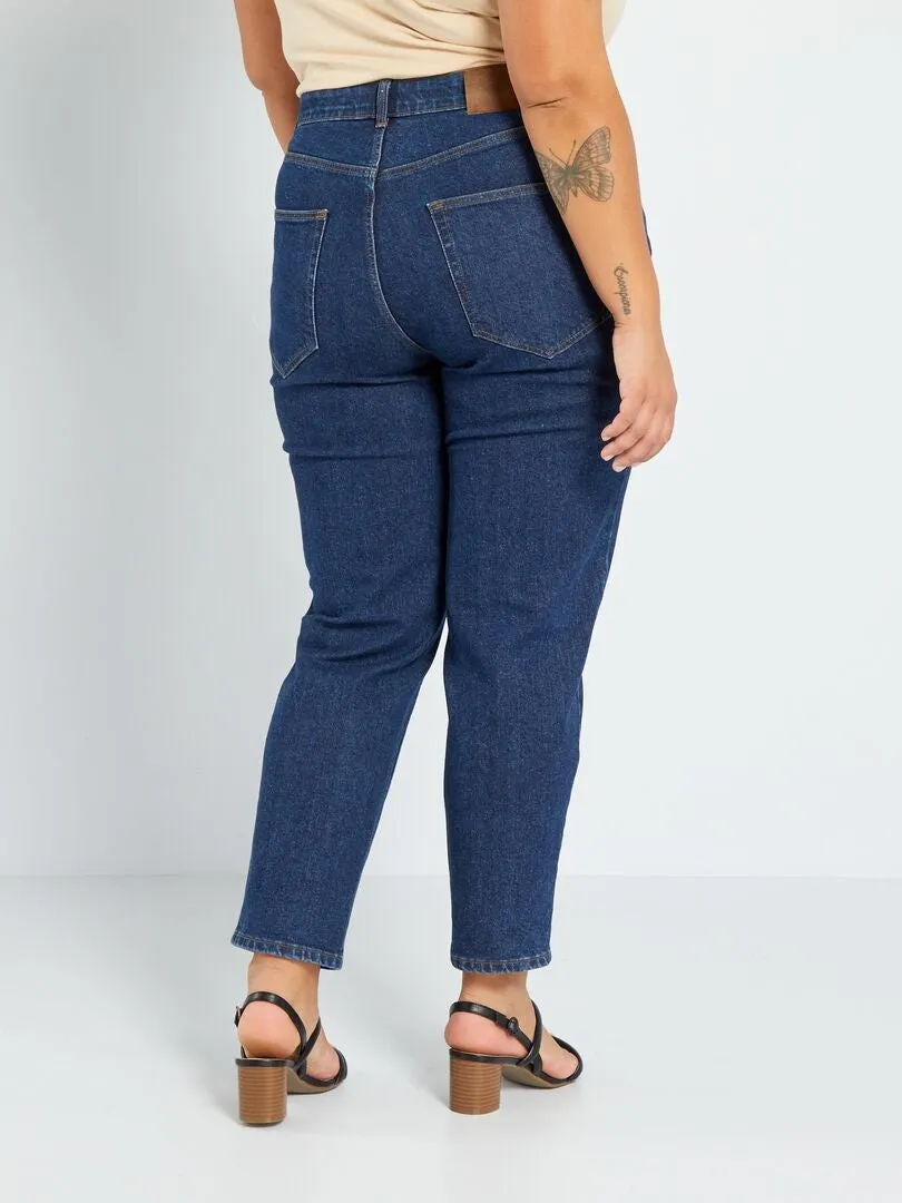 VAQUERO MOM DE TALLE ALTO CON BOLSILLOS  L32  AZUL