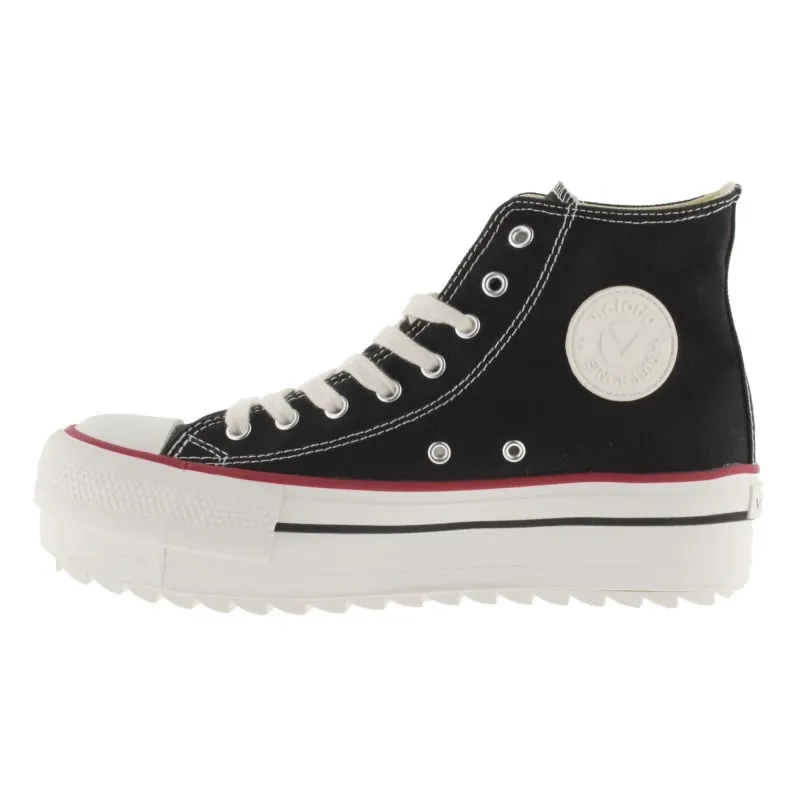 VICTORIA Tribu 1061121 Blanco y Negro Bota Lona Plataforma Piso sierra mujer