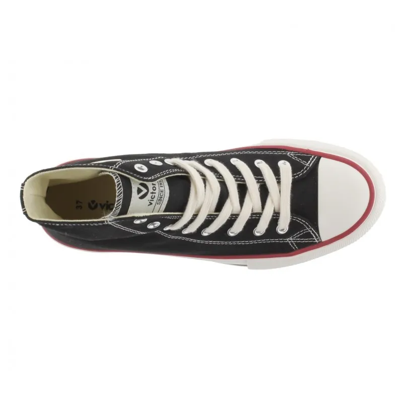 VICTORIA Tribu 1061121 Blanco y Negro Bota Lona Plataforma Piso sierra mujer