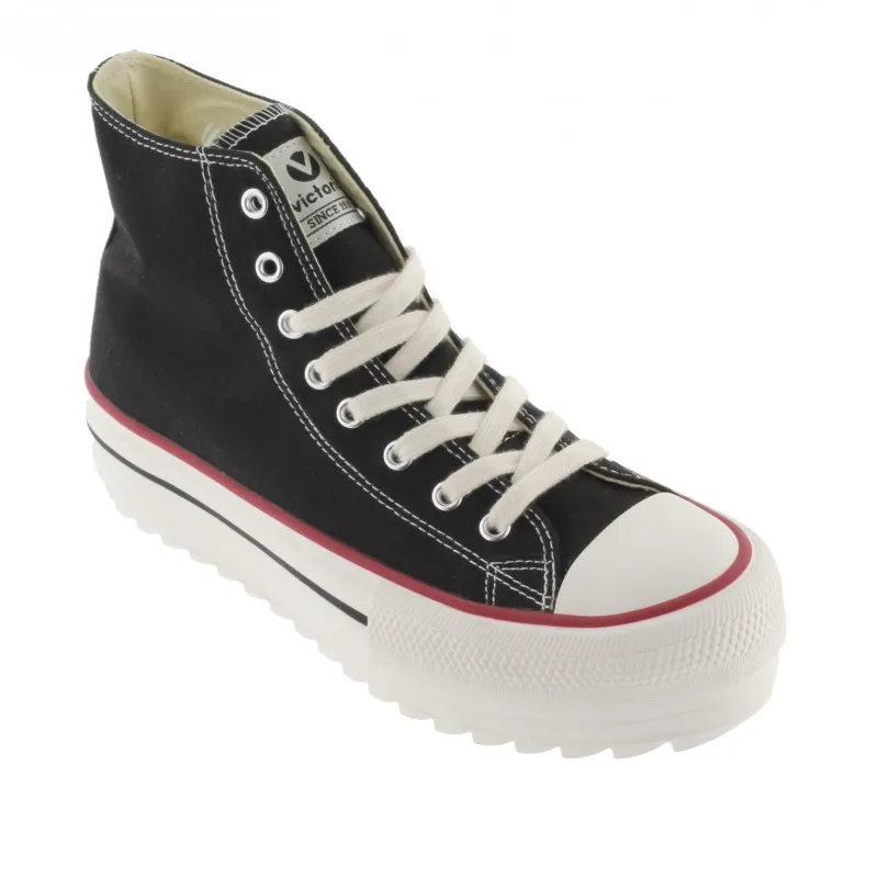 VICTORIA Tribu 1061121 Blanco y Negro Bota Lona Plataforma Piso sierra mujer