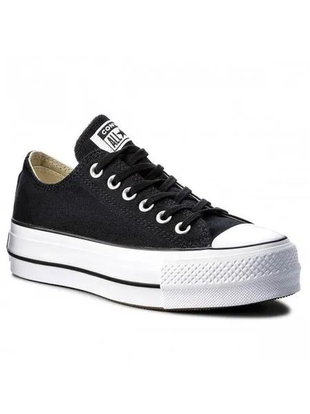zapatilla converse lona negro plataforma mujer