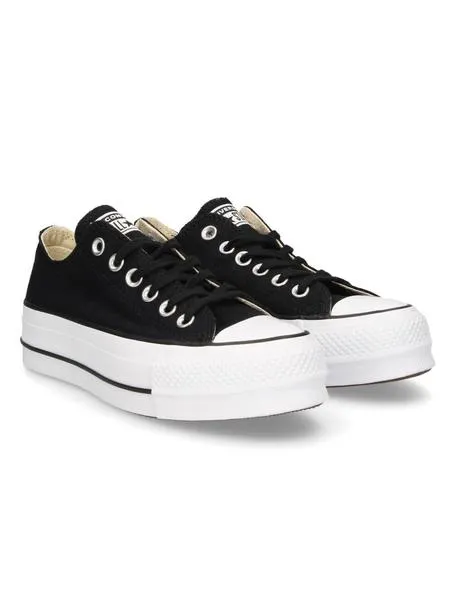 zapatilla converse lona negro plataforma mujer