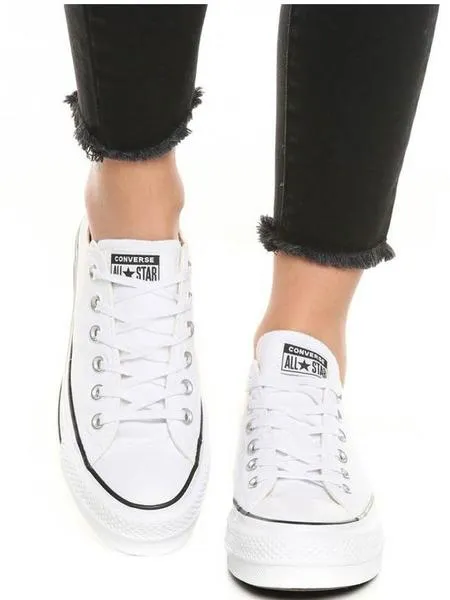 zapatilla converse lona plataforma blanco mujer