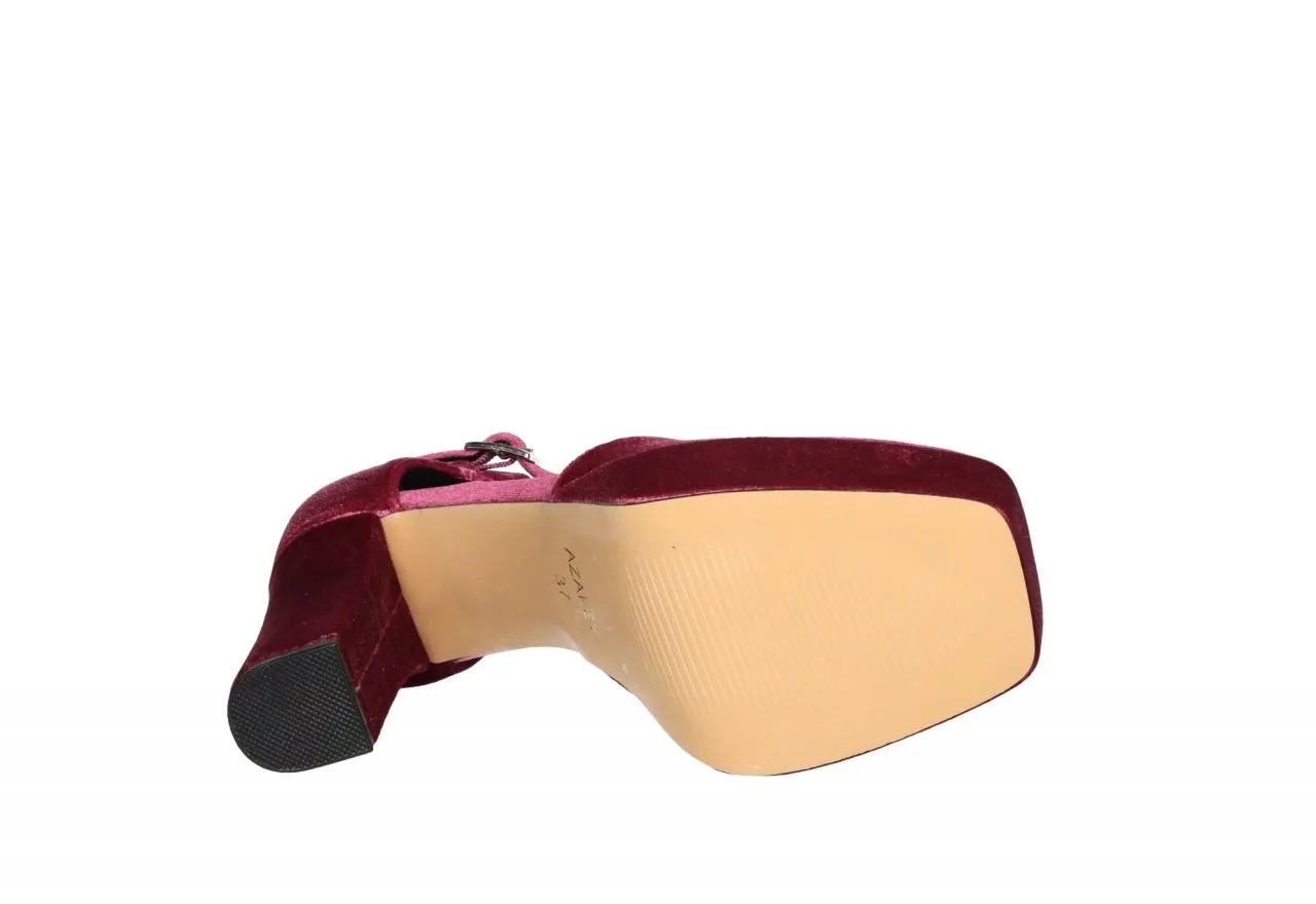 Zapato Terciopelo Rosa Oscuro Lados Abiertos Pulsera Hebilla