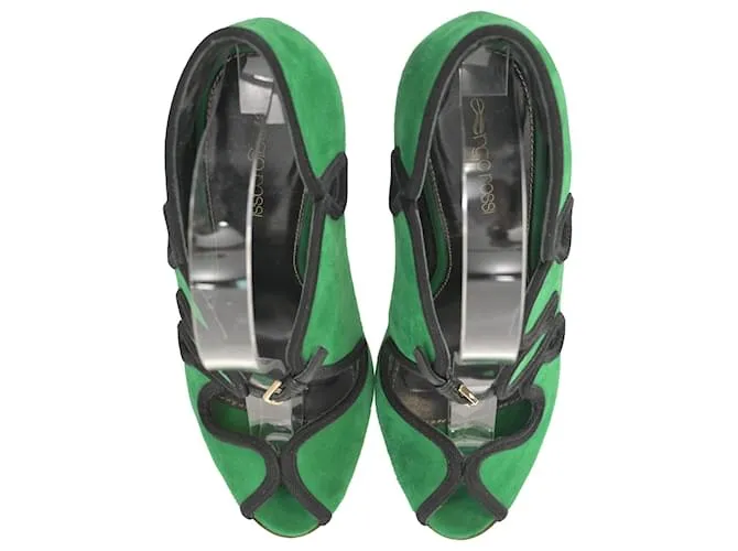Zapatos Lagoon Cut Out Sergio Rossi en ante verde 